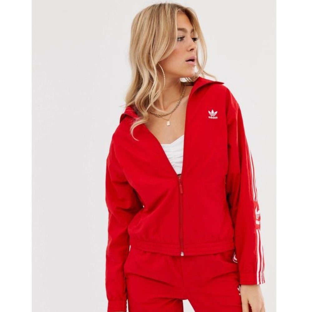 NWOT Adidas Logo Red Lock Up TJ Track Jacket